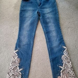 Embellished or Embroidered Blue Jeans